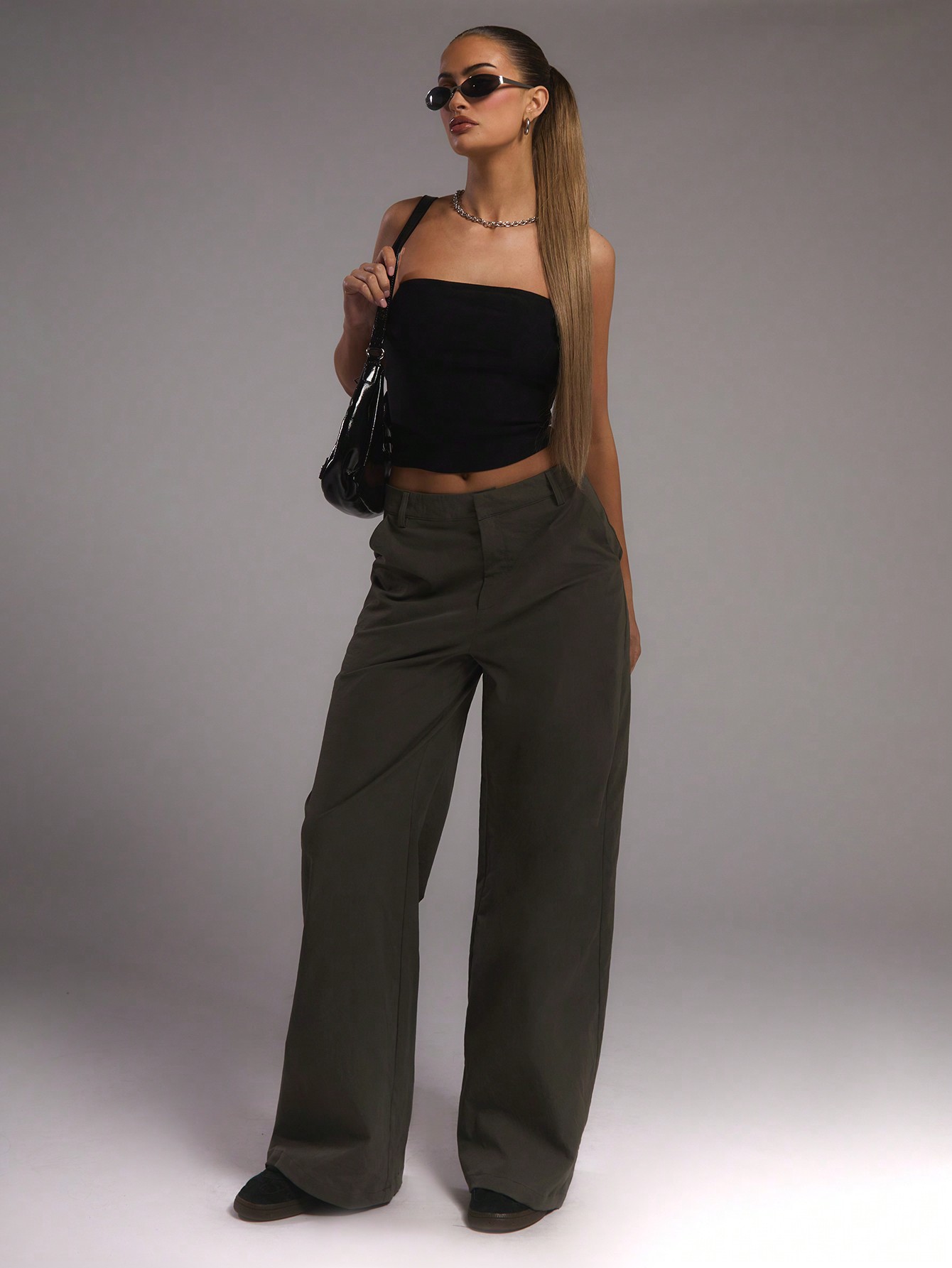 MUSERA Fall Clothes Twill Slouch Fit Wide Leg Trousers - Image 2