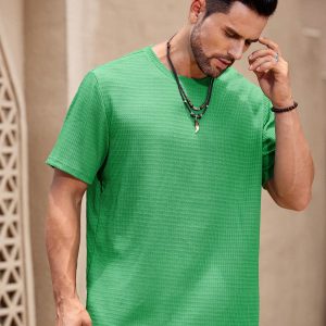 Manfinity KASUA Green Textured Knit Short Sleeve T-Shirt - Image 4