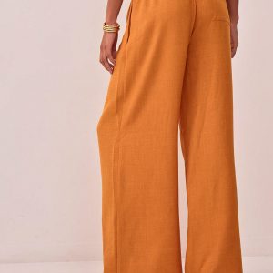 MUSERA Textured Linen Feel Tie Waist Trouser - Image 2