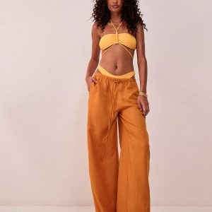 MUSERA Textured Linen Feel Tie Waist Trouser - Image 3