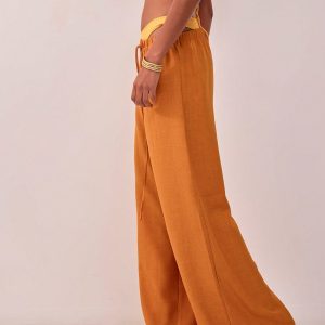 MUSERA Textured Linen Feel Tie Waist Trouser - Image 4