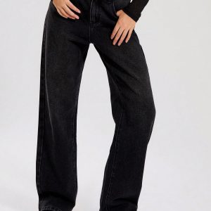 MUSERA Washed Black Straight Leg Jeans - Image 2