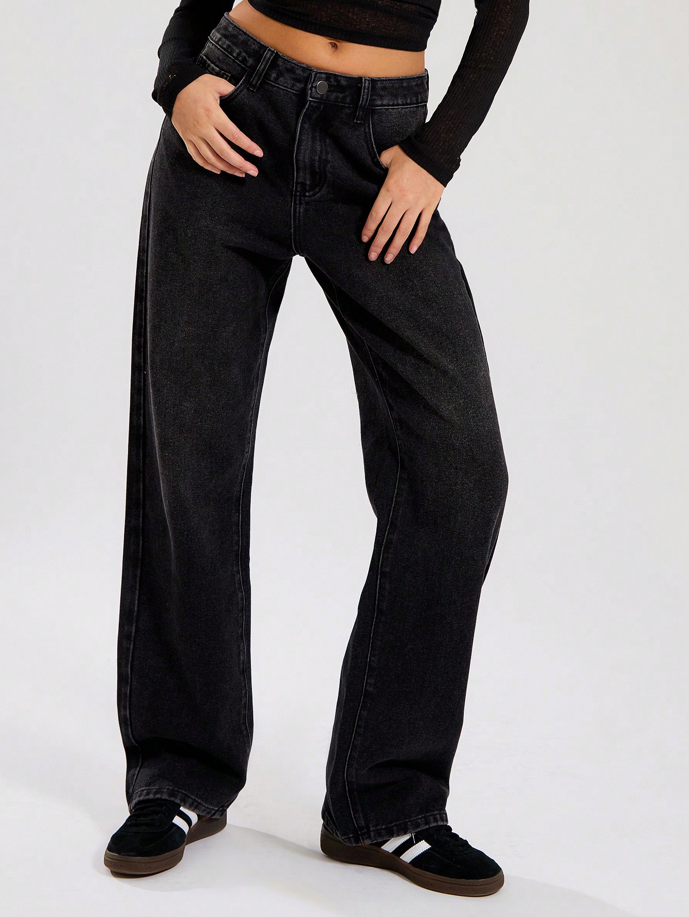 MUSERA Washed Black Straight Leg Jeans - Image 2