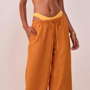 MUSERA Textured Linen Feel Tie Waist Trouser - Image 5