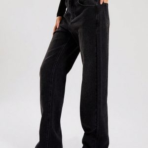 MUSERA Washed Black Straight Leg Jeans - Image 3