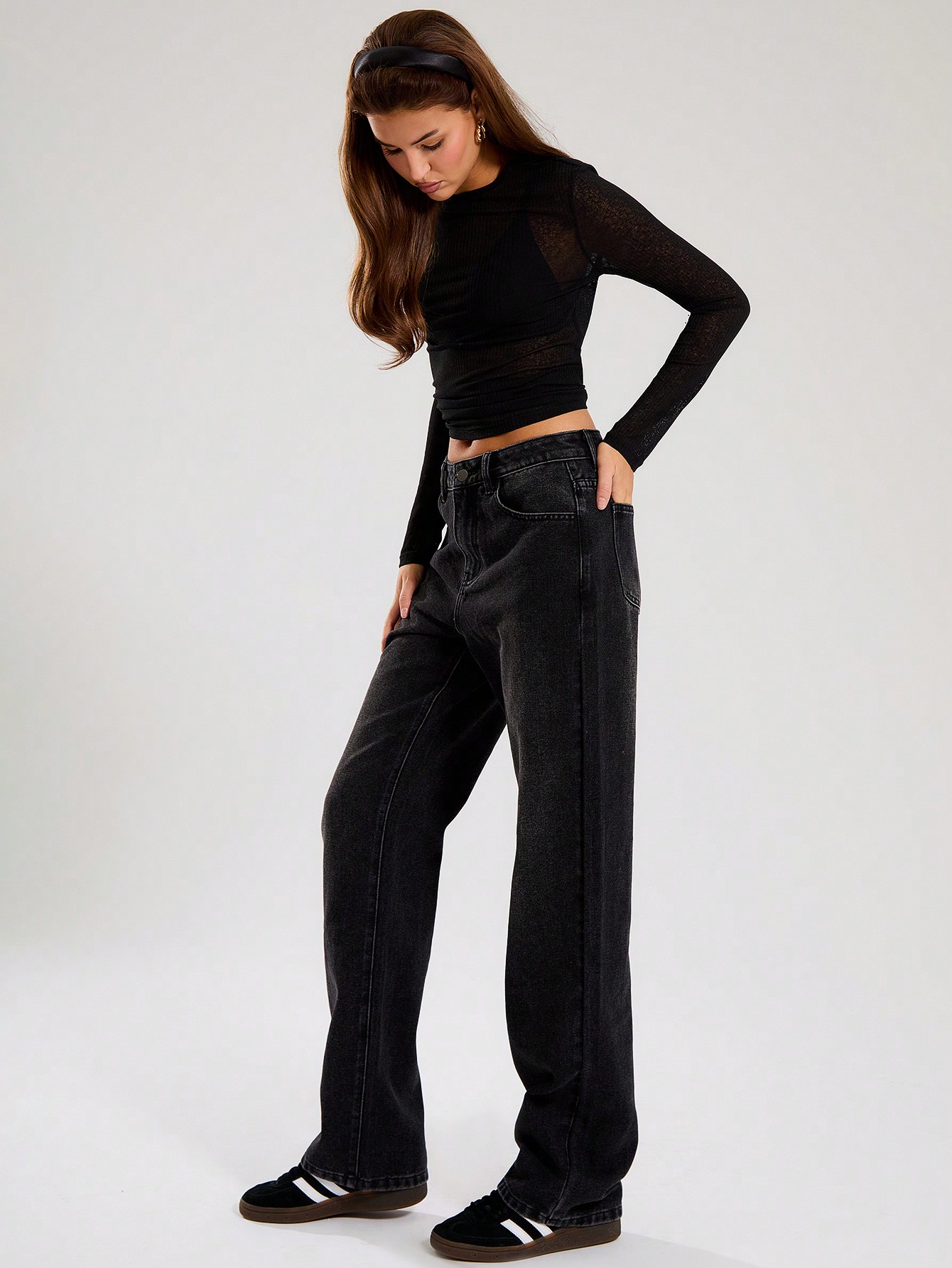 MUSERA Washed Black Straight Leg Jeans - Image 4