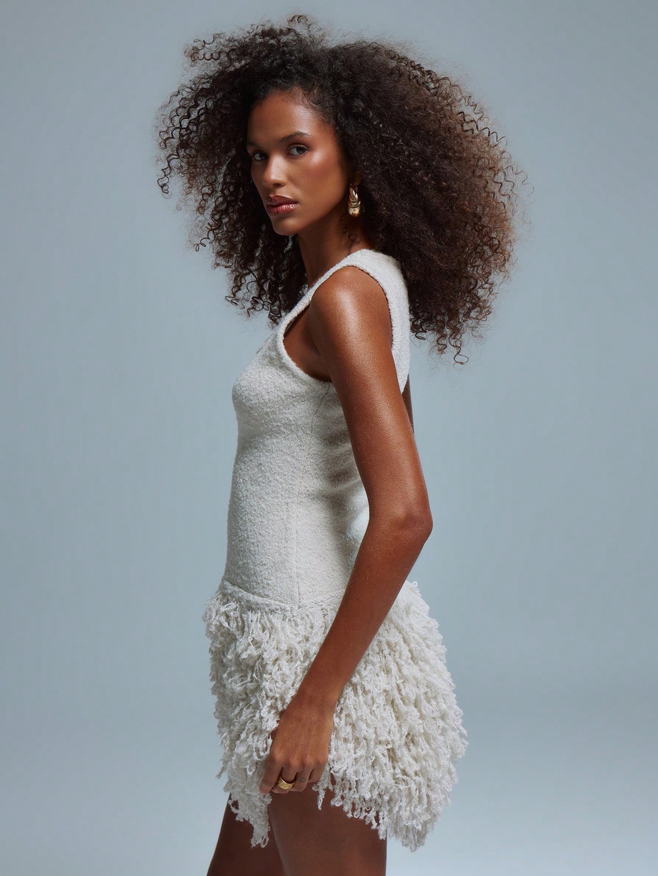 MUSERA MUSERA Drop Hem Knit Fluffy Sweater Dress - Image 2