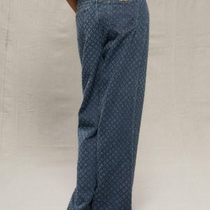 MUSERA Dark Wash Textured Wide Leg Jean - Image 2