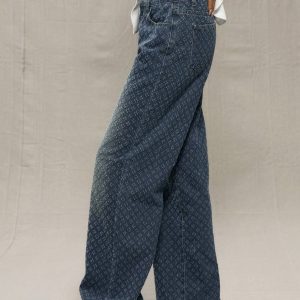 MUSERA Dark Wash Textured Wide Leg Jean - Image 3