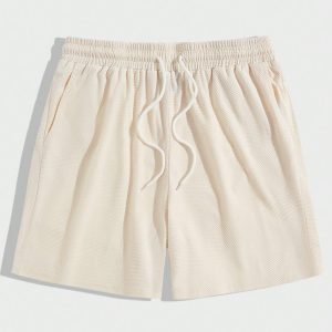 Manfinity KASUA Men??s Solid Drawstring Waist Shorts Sweat Cool Daddy Plain Khaki Vacation Casual Friends - Image 5