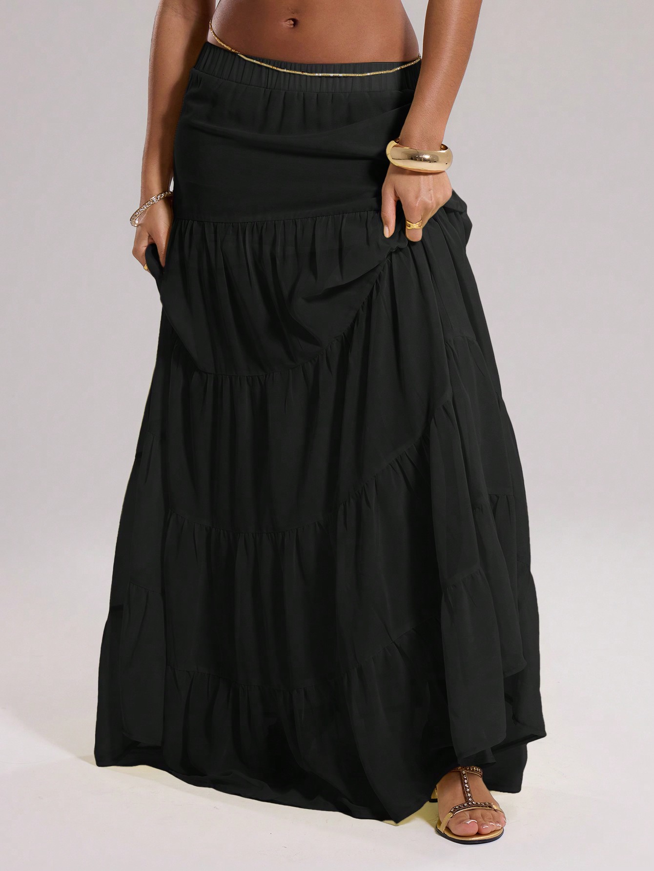 MUSERA Boho Chiffon Tiered Maxi Skirt - Image 1