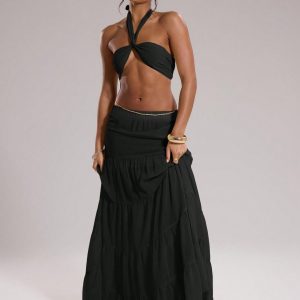 MUSERA Boho Chiffon Tiered Maxi Skirt - Image 3