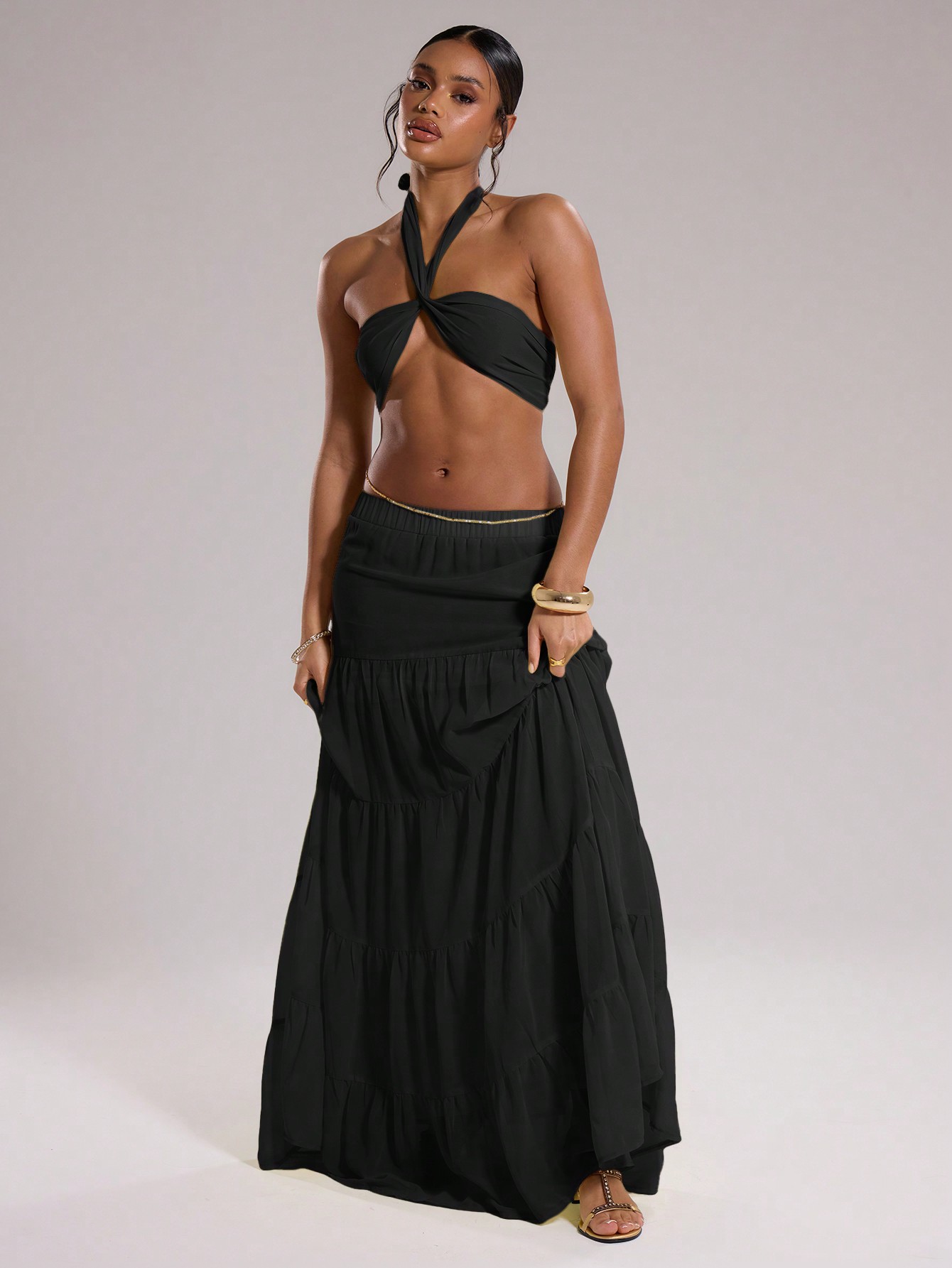 MUSERA Boho Chiffon Tiered Maxi Skirt - Image 3