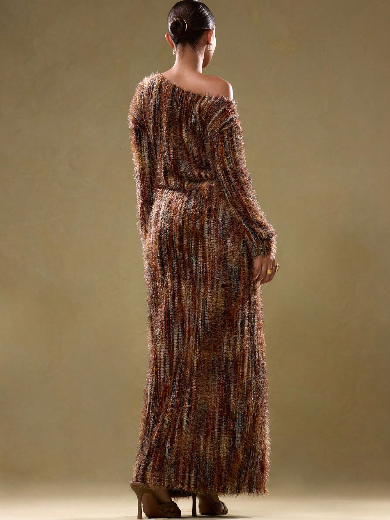 MUSERA Fall Clothes,Fall Clothes,Vintage Look Off The Shoulder Knit Maxi Dress - Image 2