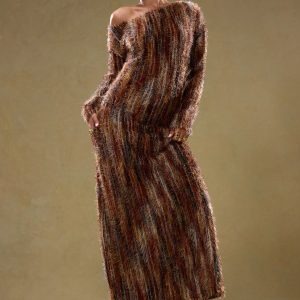 MUSERA Fall Clothes,Fall Clothes,Vintage Look Off The Shoulder Knit Maxi Dress - Image 4