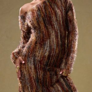 MUSERA Fall Clothes,Fall Clothes,Vintage Look Off The Shoulder Knit Maxi Dress - Image 5