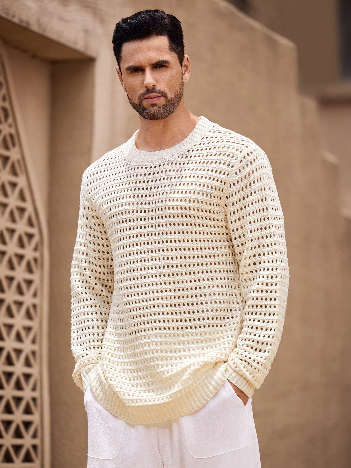 Manfinity KASUA Men??s Solid Color Minimalist Daily Knitted Pullover Sweater - Image 1