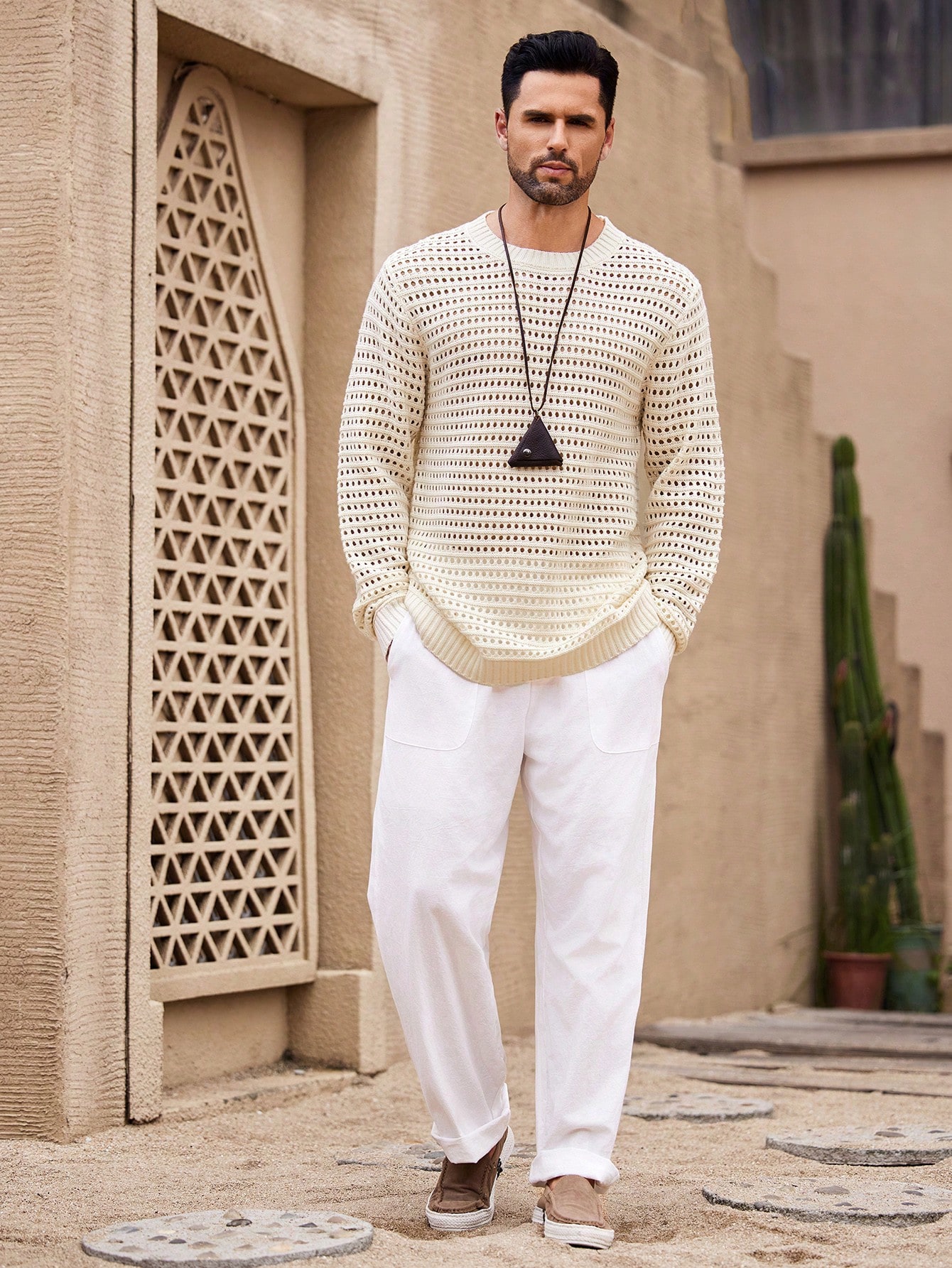 Manfinity KASUA Men??s Solid Color Minimalist Daily Knitted Pullover Sweater - Image 3