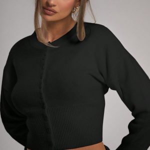 MUSERA Fall Sweaters Knitted Button Through Top