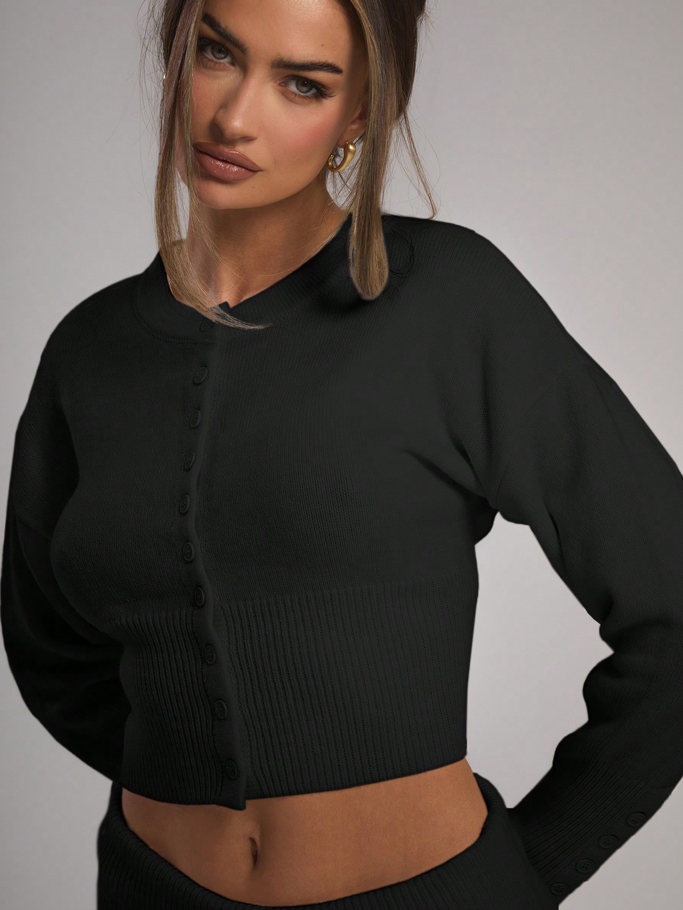 MUSERA Fall Sweaters Knitted Button Through Top - Image 1