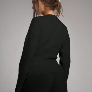 MUSERA Fall Sweaters Knitted Button Through Top - Image 4