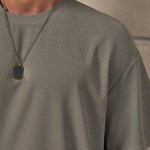 Manfinity KASUA Men??s Solid Plain Drop Shoulder Short Sleeve Loose T-Shirt & Shorts Set, Urban, Husband, Daddy - Image 6