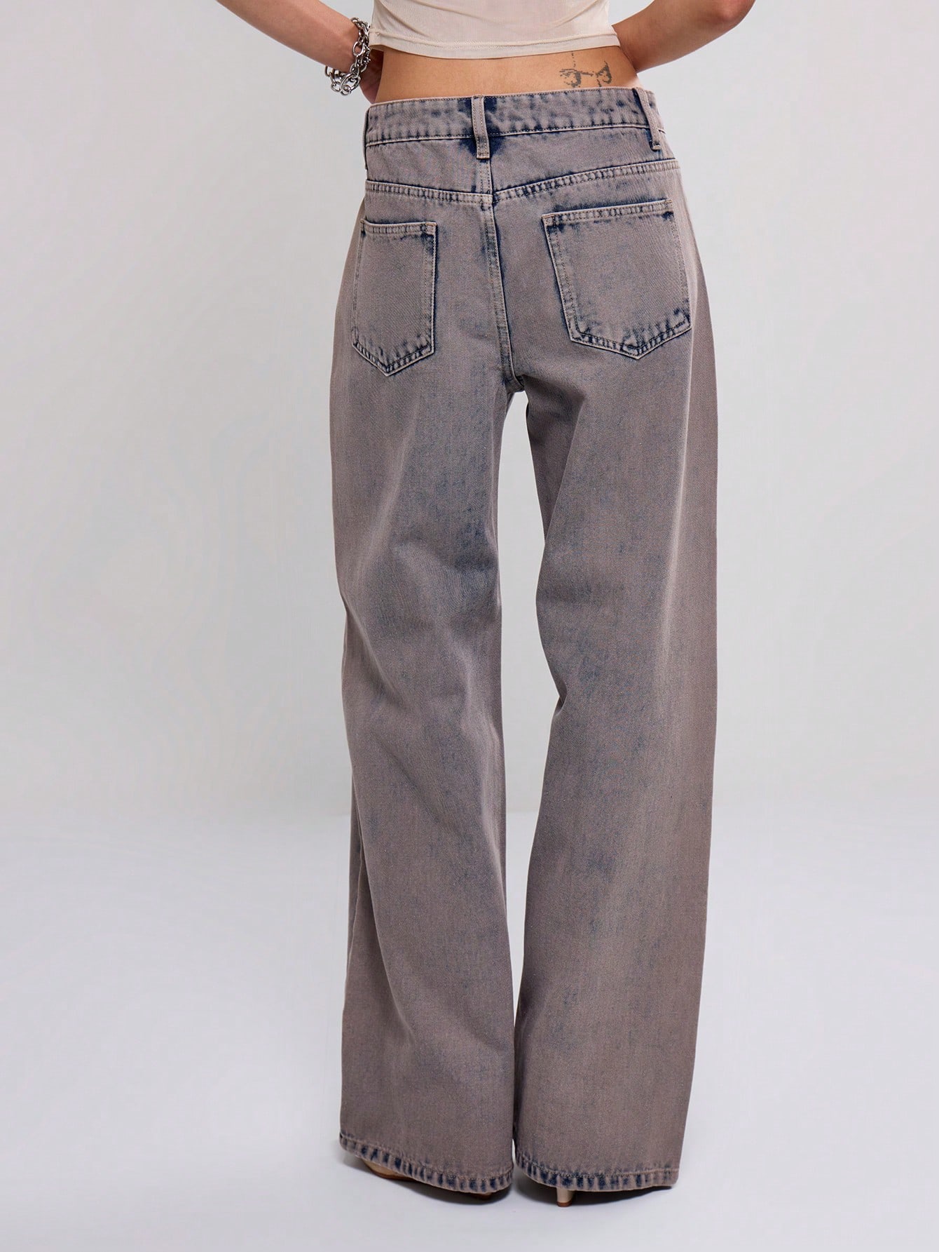 MUSERA Low Rise Front Pleat Straight Leg Jeans - Image 2