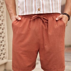 Manfinity KASUA 2pcs Men??s Button-Down Short Sleeve Striped Shirt Top And Pocket Casual Shorts Set - Image 5