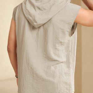 Manfinity KASUA Men??s Summer Solid Color Workwear Hooded Short Sleeve Casual Shirt With Pockets - Image 2