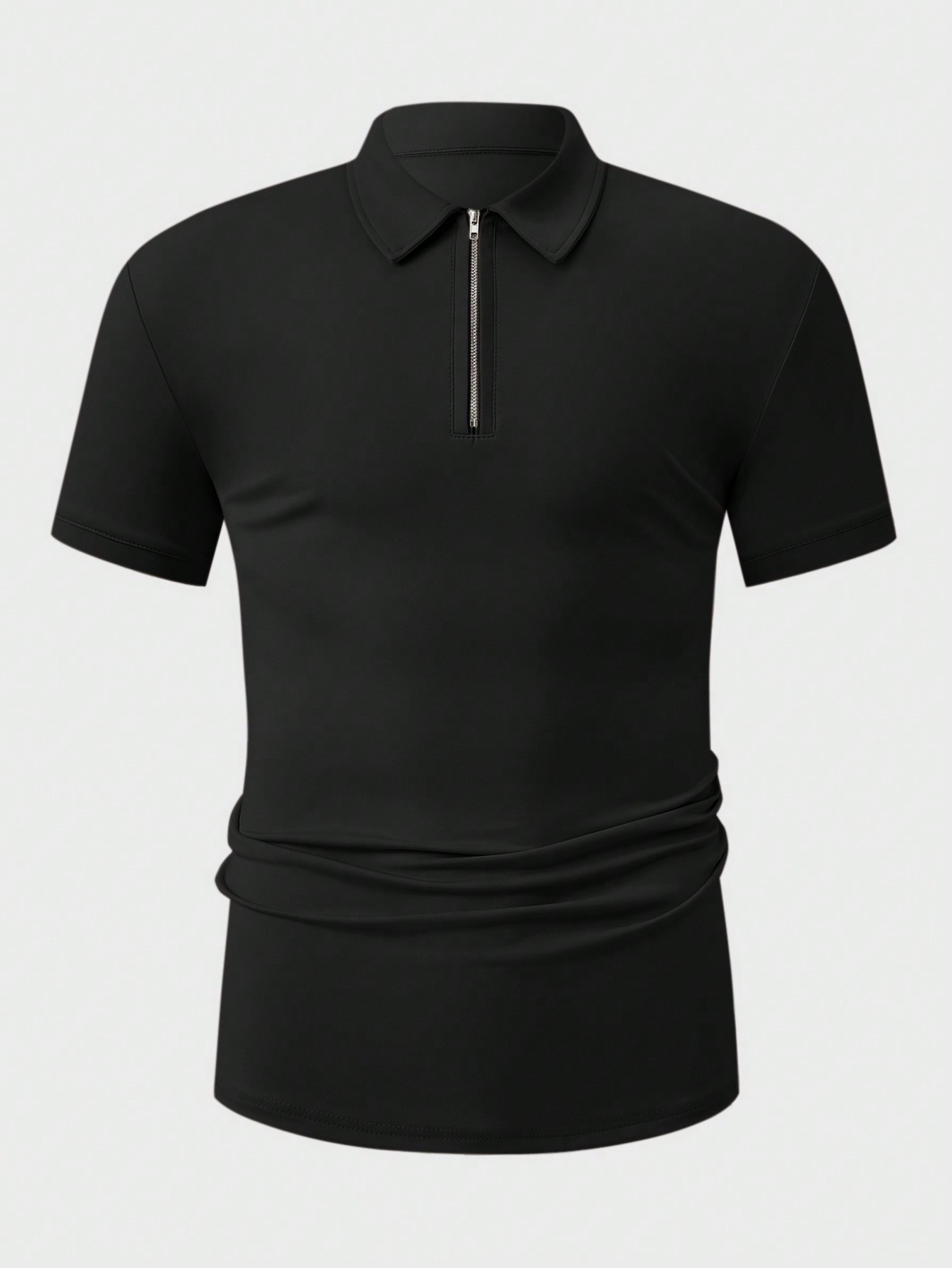 Manfinity KASUA Men??s Solid Color Half-Placket Zipper Short Sleeve Polo T-Shirt And Drawstring Waist Shorts Set, Summer - Image 3