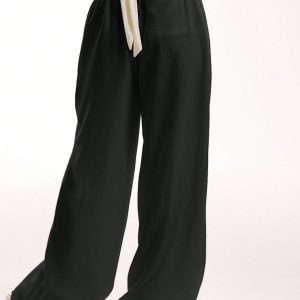 MUSERA Textured Linen Feel Tie Waist Trouser - Image 2
