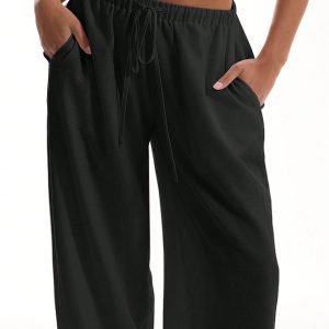 MUSERA Textured Linen Feel Tie Waist Trouser - Image 3