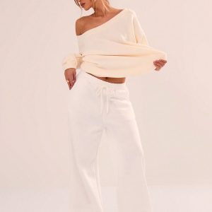 MUSERA Fall Tops Pocket Detail Wide Leg Joggers