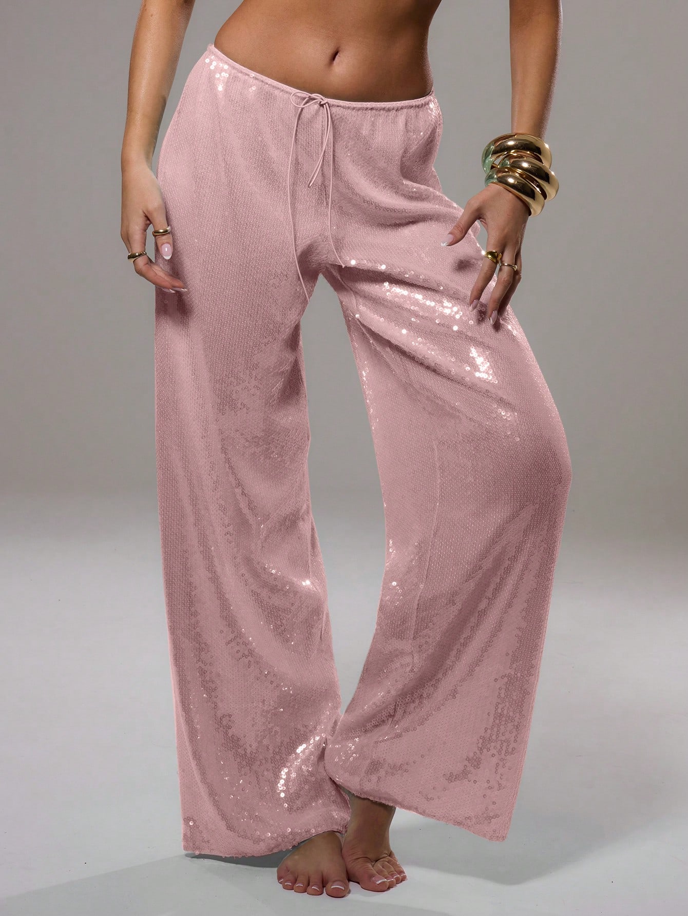 MUSERA Sequin Low Rise Trousers - Image 1