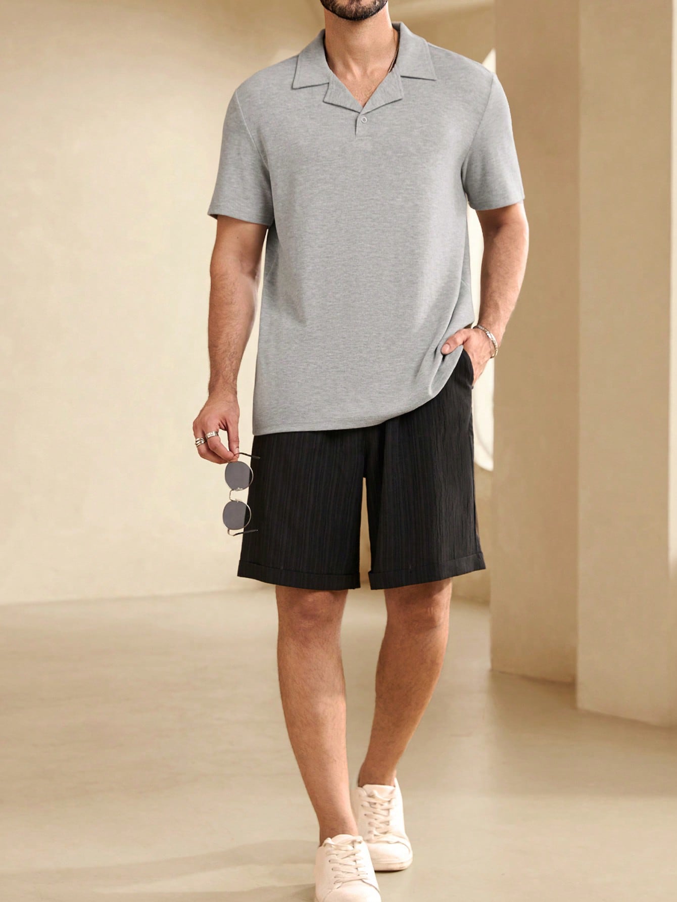 Manfinity KASUA Men Summer Solid Color Short Sleeve Casual Commuter Polo Shirt - Image 3