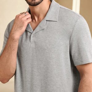 Manfinity KASUA Men Summer Solid Color Short Sleeve Casual Commuter Polo Shirt - Image 4