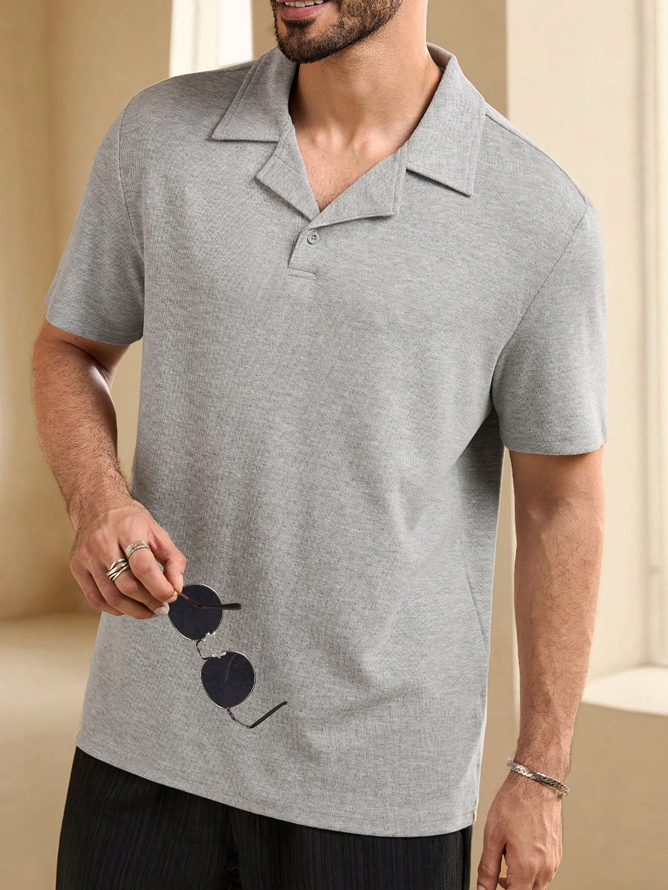 Manfinity KASUA Men Summer Solid Color Short Sleeve Casual Commuter Polo Shirt - Image 5