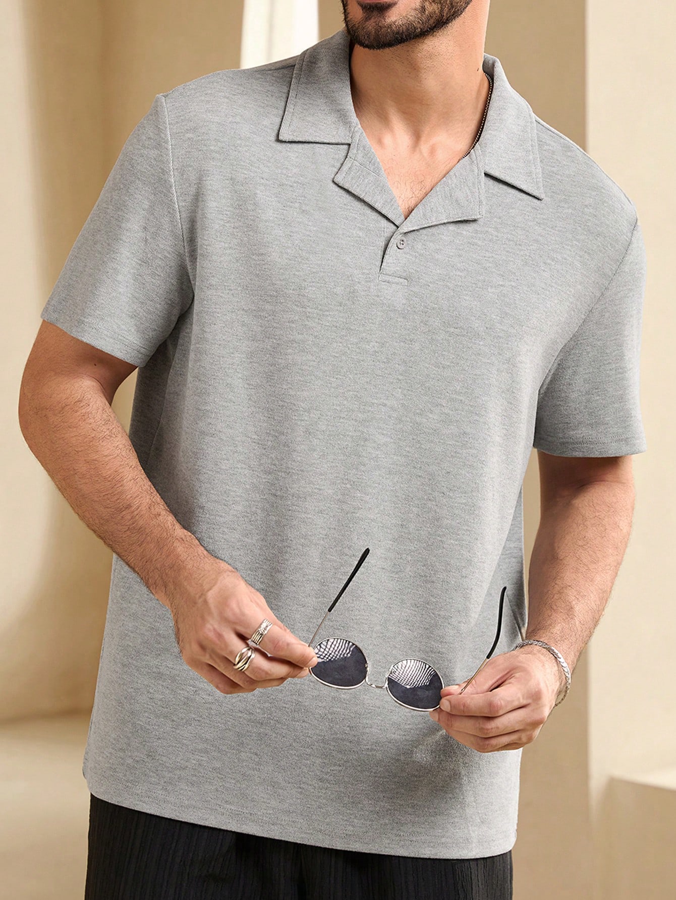 Manfinity KASUA Men Summer Solid Color Short Sleeve Casual Commuter Polo Shirt - Image 7