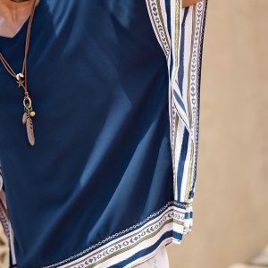 Manfinity KASUA Men??s Vintage Style Patchwork Print Round Neck Short Sleeve Shirt - Image 5