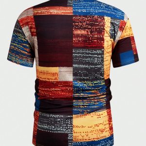 Manfinity KASUA Men??s Casual Henry Neck Short Sleeve T-Shirt, Multi-Color, Summer - Image 2
