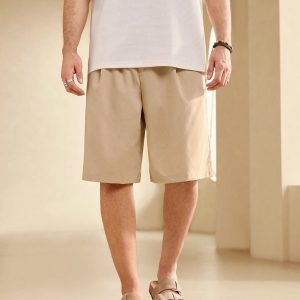 Manfinity KASUA Men??s Solid Color Loose Fit Pleated Casual Shorts - Image 4