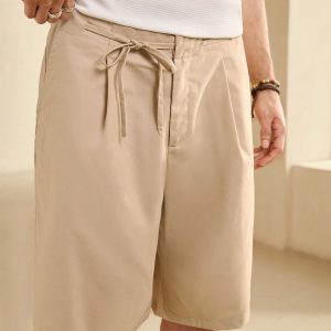 Manfinity KASUA Men??s Solid Color Loose Fit Pleated Casual Shorts - Image 5