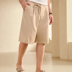 Manfinity KASUA Men??s Solid Color Loose Fit Pleated Casual Shorts - Image 7