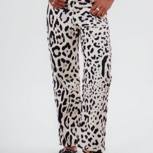 MUSERA Leopard Print Straight Leg Loose Jeans - Image 1