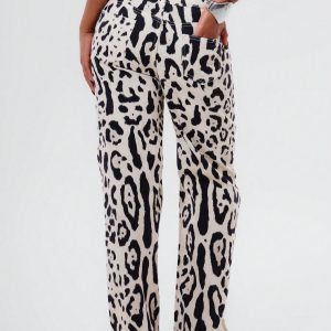 MUSERA Leopard Print Straight Leg Loose Jeans - Image 2