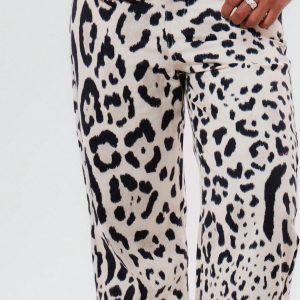 MUSERA Leopard Print Straight Leg Loose Jeans - Image 5