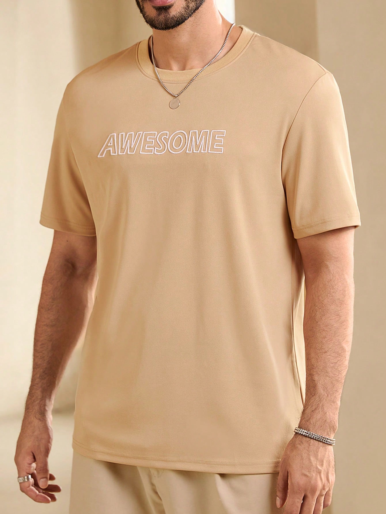 Manfinity KASUA Men Summer Letter Print Round Neck Short Sleeve Casual T-Shirt - Image 5