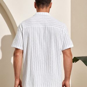 Manfinity KASUA Men??s Camp Collar Striped Short Sleeve Shirt - Image 2