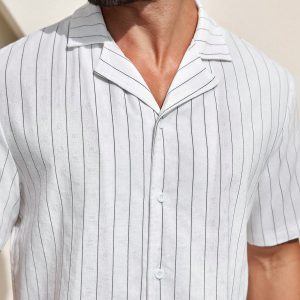 Manfinity KASUA Men??s Camp Collar Striped Short Sleeve Shirt - Image 3