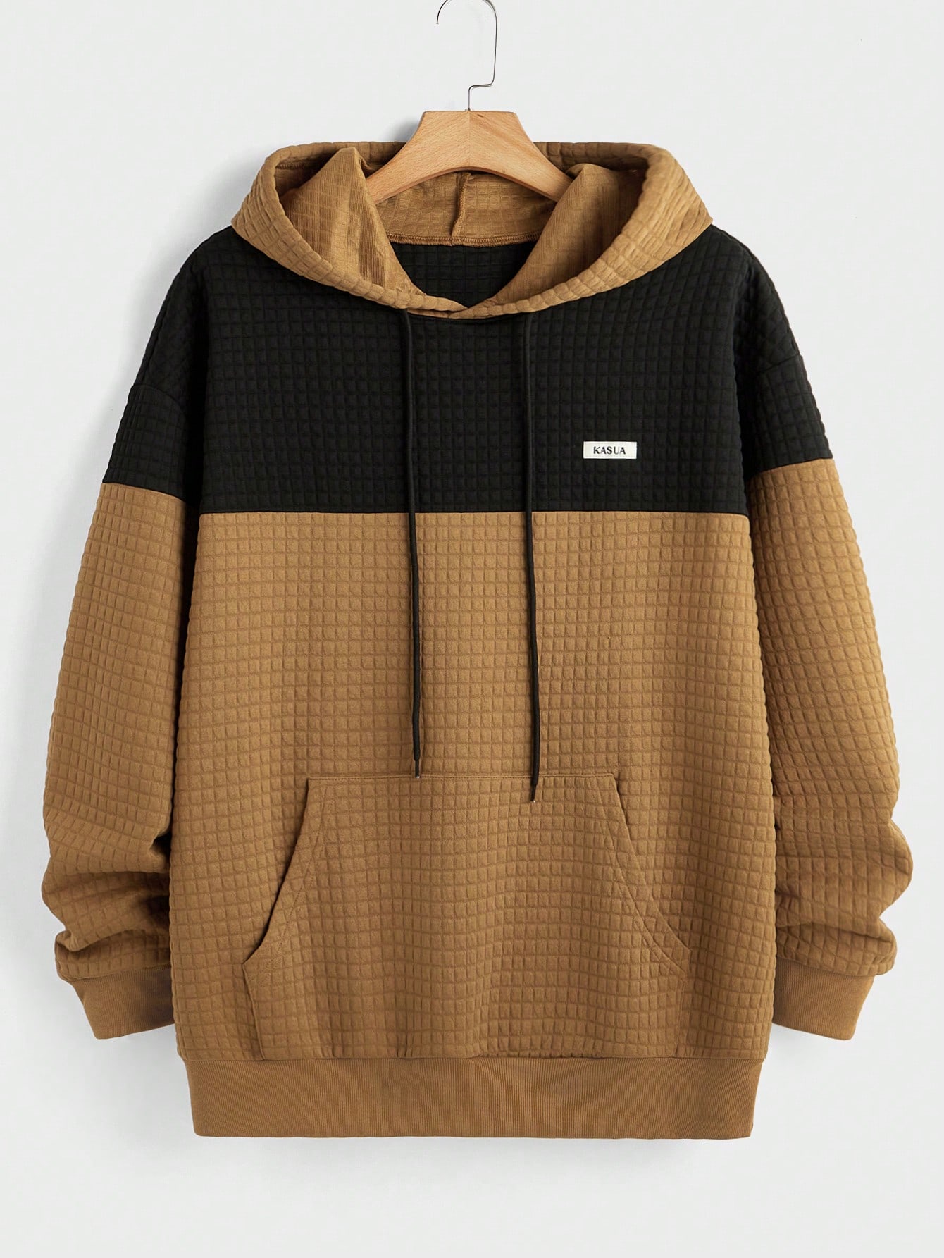 Manfinity KASUA Men??s Solid Color Splice Pocket Long Sleeve Minimalist Casual Hoodie - Image 1